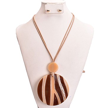 LUXE ACRYLIC BOHO Leather Stripe Pendant SET