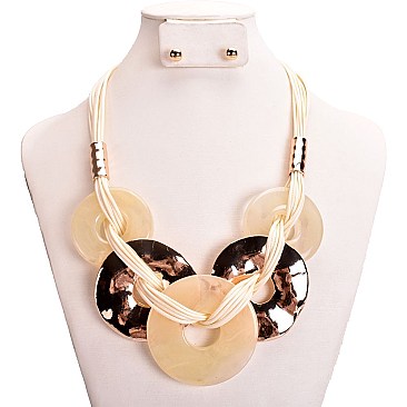 METAL ACRYLIC CIRCLE WOVEN NECKLACE