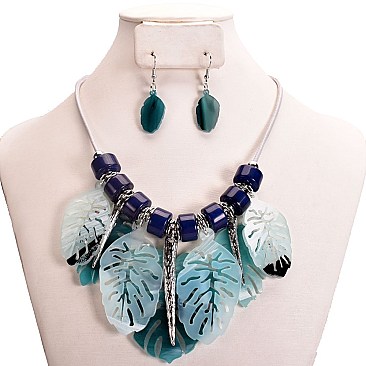 ACRYLIC LEAF BOHO CHIC LUXE NECKLACE