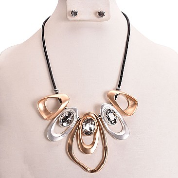 ART MIXED METAL STONE NECKLACE SET