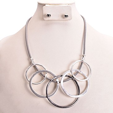 ABSTRACT GEO ART MIXED METAL NECKLACE SET