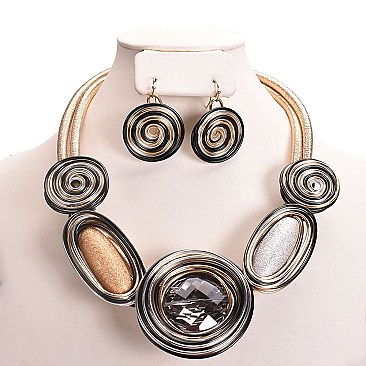 MIXED MEDIA WIRE NECKLACE SET