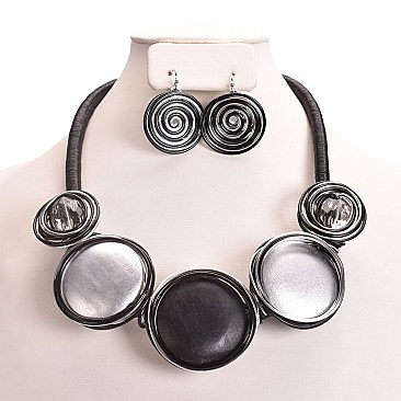 WIRE BEADED WIRE NECKLACE SET