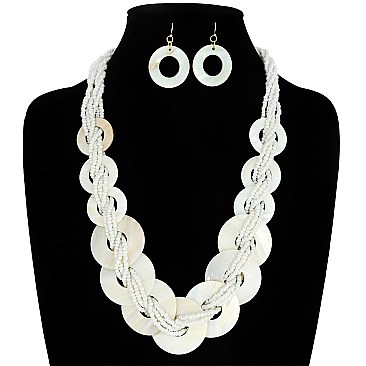 FASHION BOHO STYLE SEED BEAD NECKLACE EARRINGS SET