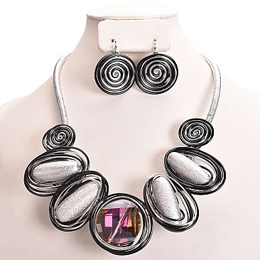 HANDMADE OVAL BEAD NECKLACE SET