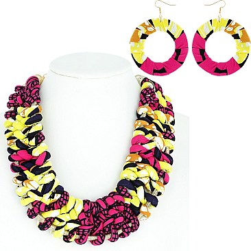 KENTE THEME TWIST FASHION NECKLACE AND EARRING SET