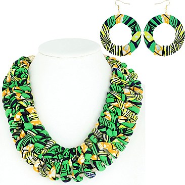 KENTE THEME TWIST FASHION NECKLACE AND EARRING SET