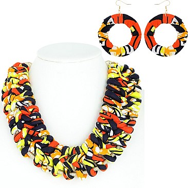 KENTE THEME TWIST FASHION NECKLACE AND EARRING SET