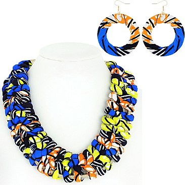 KENTE THEME TWIST FASHION NECKLACE AND EARRING SET