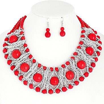 LOVELY FASHION PEARL NECKLACE AND EARRINGS SET