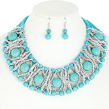 LOVELY FASHION PEARL NECKLACE AND EARRINGS SET