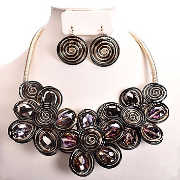 HANDMADE 3 FLOWER NECKLACE SET
