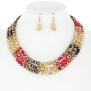 FASHIONABLE BEAD NECKLACE AND EARRRINGS SET