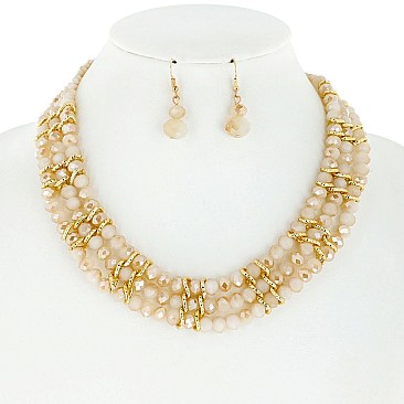 FASHIONABLE BEAD NECKLACE AND EARRRINGS SET