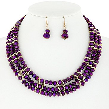FASHIONABLE BEAD NECKLACE AND EARRRINGS SET