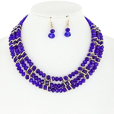 FASHIONABLE BEAD NECKLACE AND EARRRINGS SET