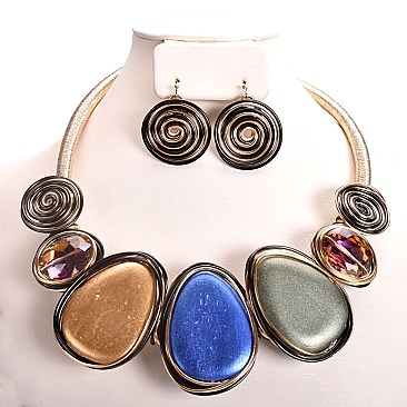 WIRED COLOR BLOCKING NECKLACE SET