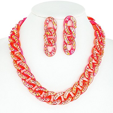 RHINESTONE TRENDY STATEMENT NECKLACE SET