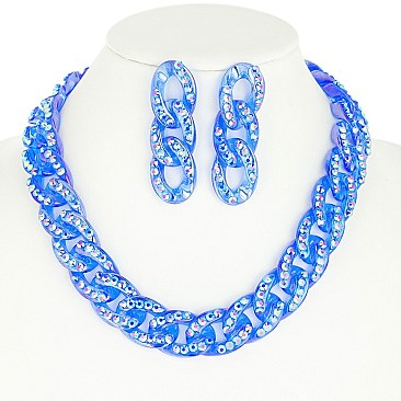 RHINESTONE TRENDY STATEMENT NECKLACE SET