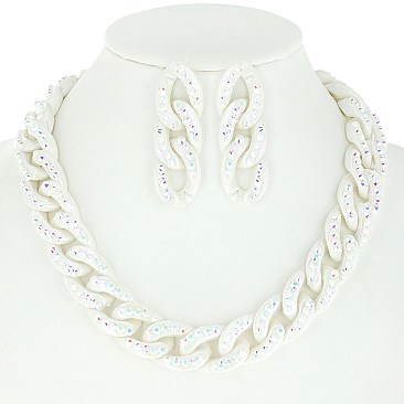 RHINESTONE TRENDY STATEMENT NECKLACE SET