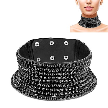 RHINESTONED FASHION CHOKER NECKLACE