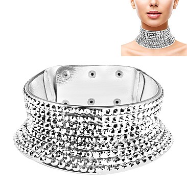 RHINESTONED FASHION CHOKER NECKLACE