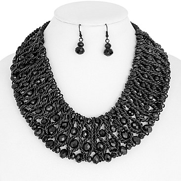 CHARMING BEAD NECKLACE AND EARRINGS SET