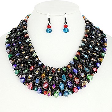 CHARMING BEAD NECKLACE AND EARRINGS SET