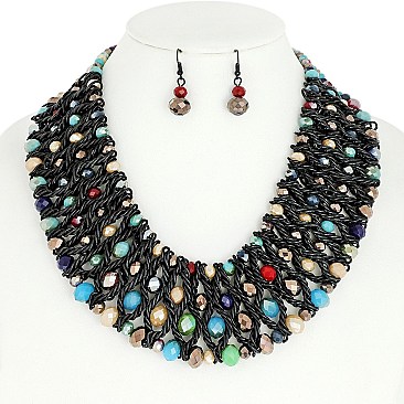 CHARMING BEAD NECKLACE AND EARRINGS SET