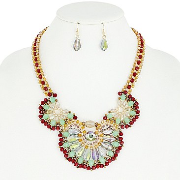 STYLISH BEAD NECKLACE AND EARRINGS SET