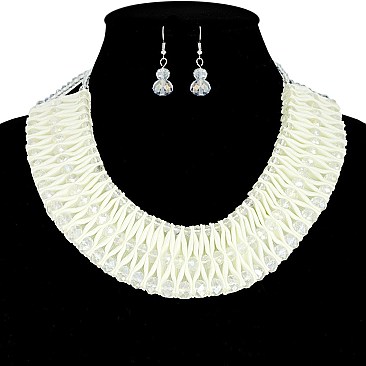 Fashionable Bead Necklace Earrings Set