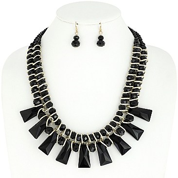 Fashionable Acrylic Bead Necklace Earrings Set