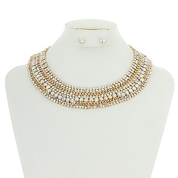 Fashionable Rhinestone Metal Necklace Set