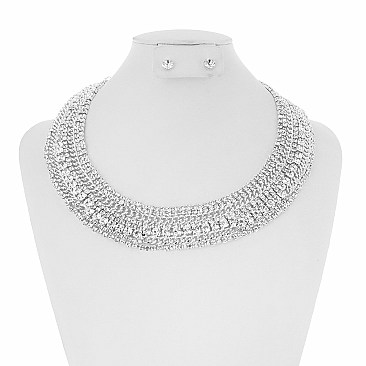 Fashionable Rhinestone Metal Necklace Set