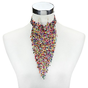 TRENDY CHOKER WATERFALL BEADED SET SLNEY9318