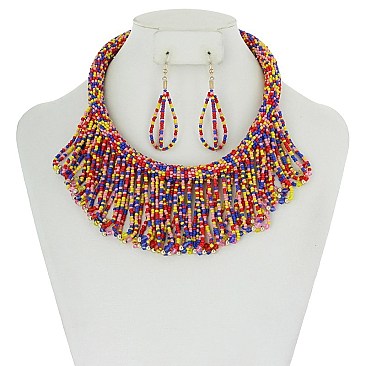 FASHIONABLE DRAPE BEAD NECKLACE SET