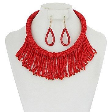 FASHIONABLE DRAPE BEAD NECKLACE SET