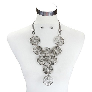 LINKED SWIRL METAL FASHION NECKLACE SET