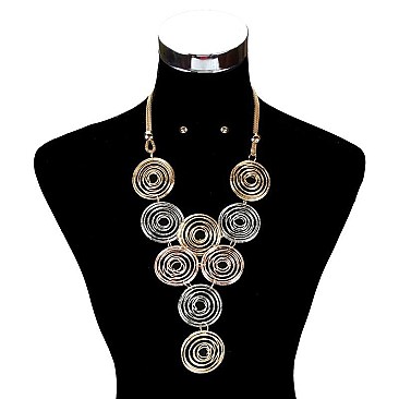 LINKED SWIRL METAL FASHION NECKLACE SET
