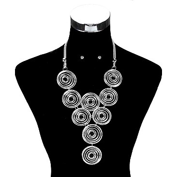 LINKED SWIRL METAL FASHION NECKLACE SET