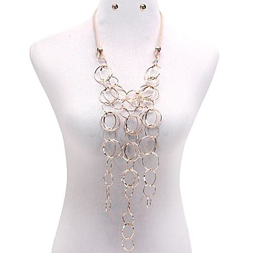 DANGLING METAL RINGS NECKLACE SET