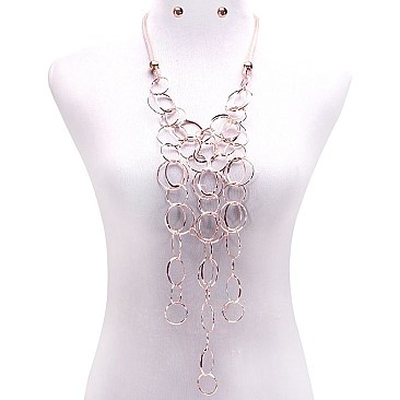 DANGLING METAL RINGS NECKLACE SET