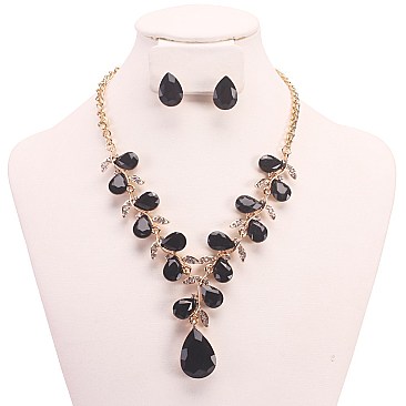 RHINESTONE TEARDROP  NECKLACE SET