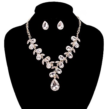 RHINESTONE TEARDROP  NECKLACE SET