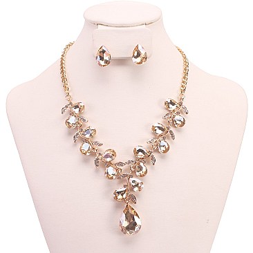 RHINESTONE TEARDROP  NECKLACE SET