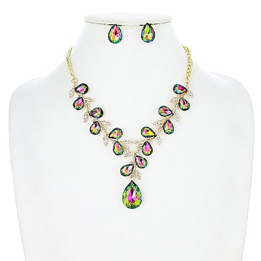 RHINESTONE TEARDROP  NECKLACE SET