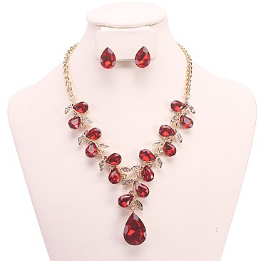RHINESTONE TEARDROP  NECKLACE SET