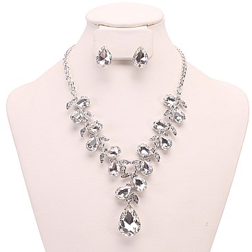 RHINESTONE TEARDROP  NECKLACE SET
