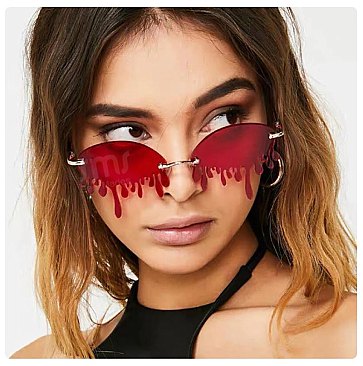 Pack of 12 RETRO DRIPPING PAINT OVAL SUNGLASSES