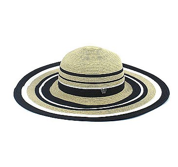 STRIPED WIDE BRIM STRAW HAT